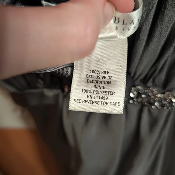 White House Black Market Charcoal Grey Backless Dress - 100% Silk - Picture 7 of 7